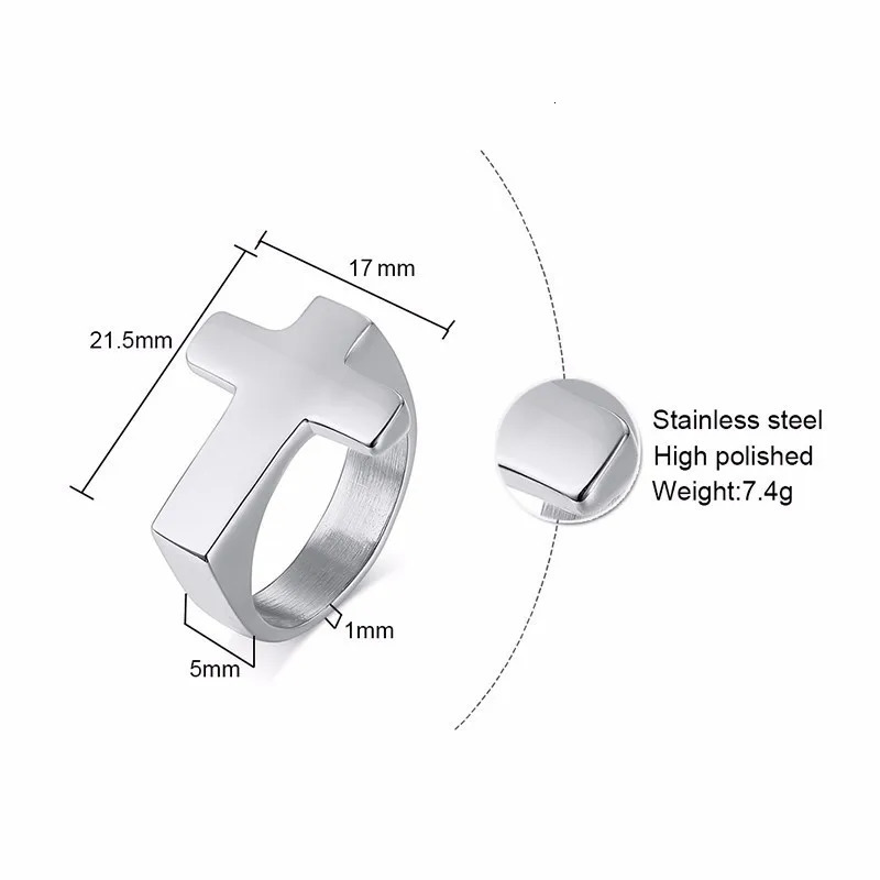Men Cross Shaped RingWaterproof Stainless Steel Ring with Silverly Black GoldenStylish Male Jewelry Gifts 250716