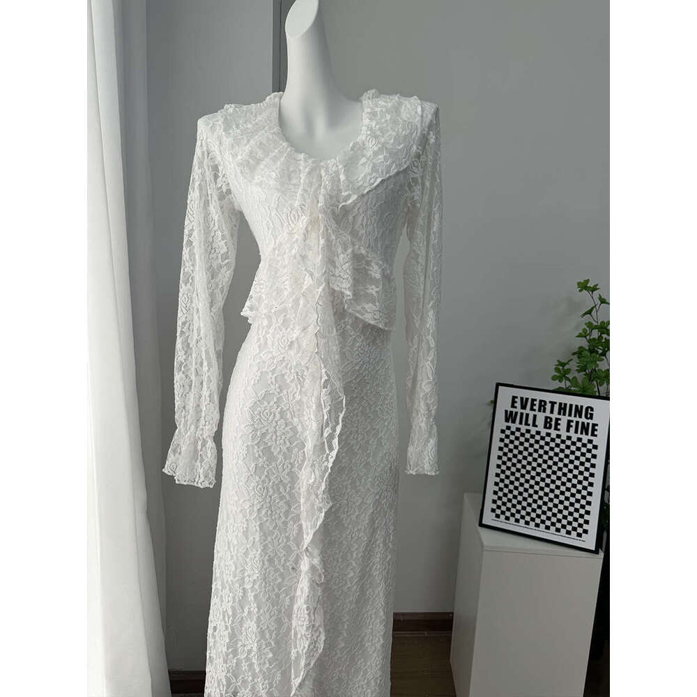 New Women's Elegant V-Neck Lace Ruffle Party Bodycon Dress B5