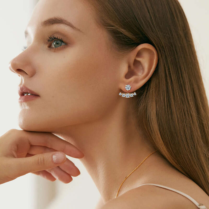 S Pure Sier Niche Double-Wear Full Dia For Women Fashion Commuting Korean Style Moissanite Earrings Gift Bbf