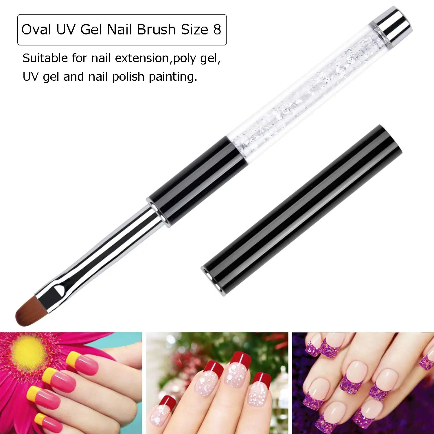 Oval Flat UV Gel Nail Brush Rhinestone Handle Professional Nail Art n Brushes 250716