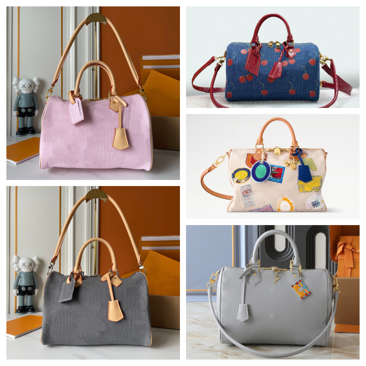 Designer Pillow Bag 30CM Denim Shoulder Tote Large Crossbody Cherry Pattern Women's Luxury Bohemian Bag Fashion Casual Large Capacity Weekend Travel Bag