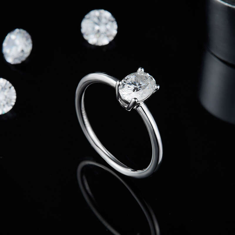 New Luxury INS Niche One fashion Moissanite Pure Silver Square Diamond Ring High-End Feel D23