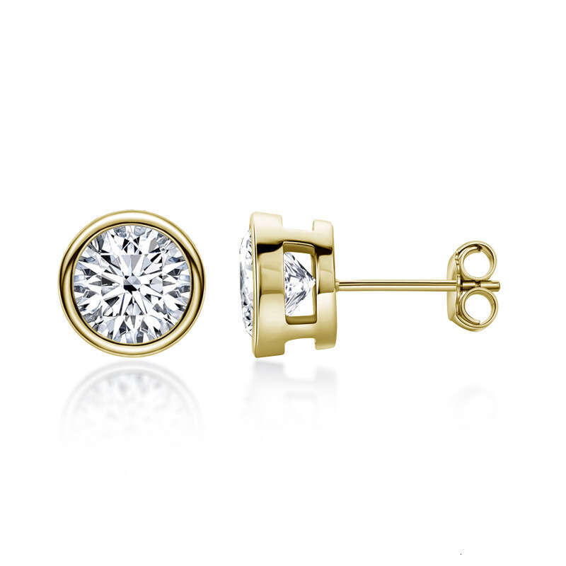 Simple Versatile Moissanite Earrings For Women Round Edge Niche Fashion S Pure Sier Jewelry E68