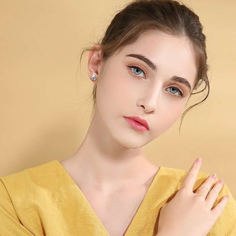 2 Carat D Color Moissanite Fireworks Bloom Earrings Niche Design High-End Feel S Sterling Sier Minimalist Ear Jewelry 970