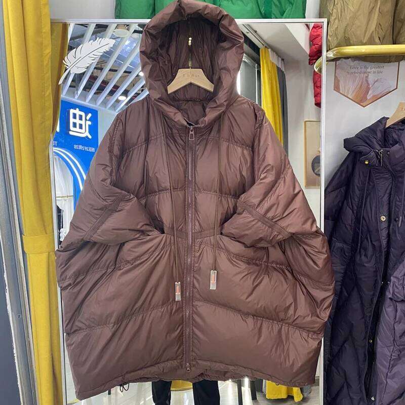 Janveny 90% White Duck Down Jacket Women Winter Long Puffer Coat Hooded Thicken Female Loose Korean Warm Feather Parkas MDNG