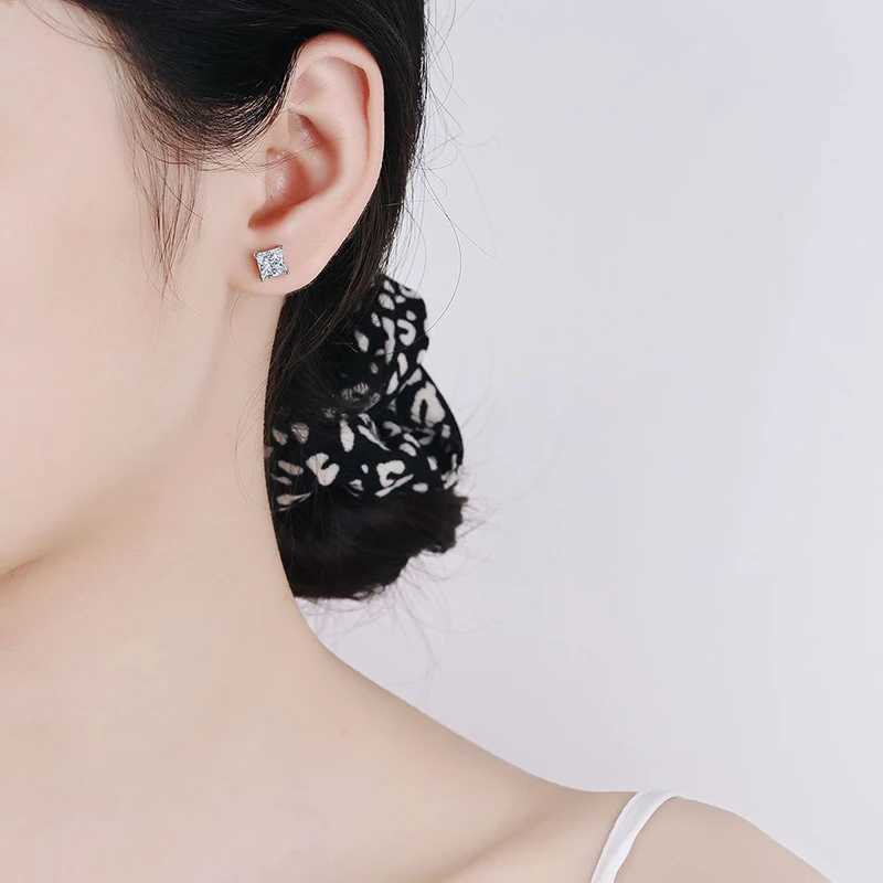 Genuine 925 Sterling Silver High-Quality Fashion Jewelry Square Crystal Stud Earrings For Women New XY0284 y250715