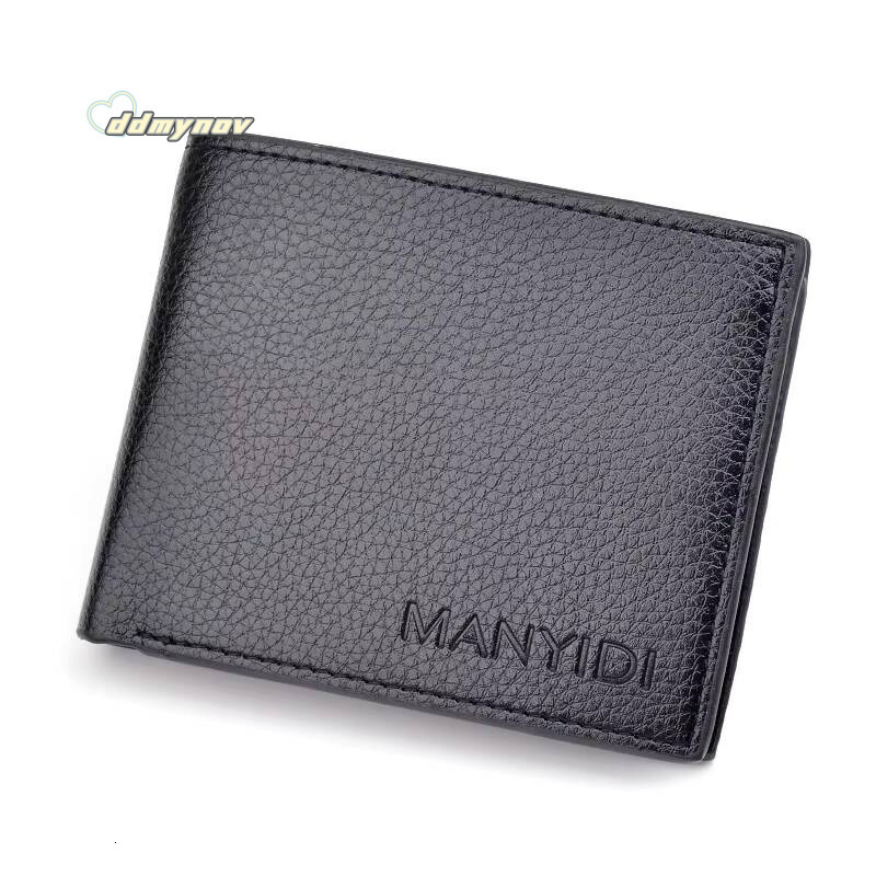 New Short Mens Thin Horizontal Business Casual Lychee Pattern Retro Soft Leather Wallet ddmynov