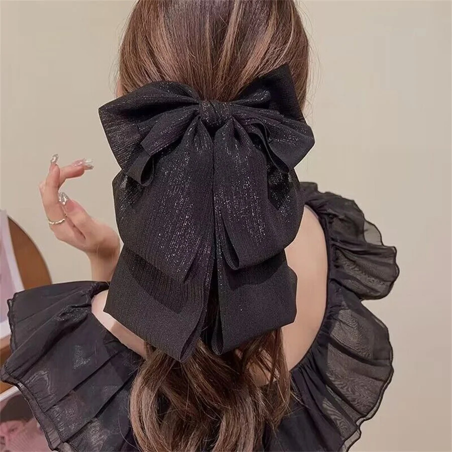 Fashion Korean style cloud bubble double-sided large bow clip womens mesh shark clip back of head flower hairpin headwear 250716
