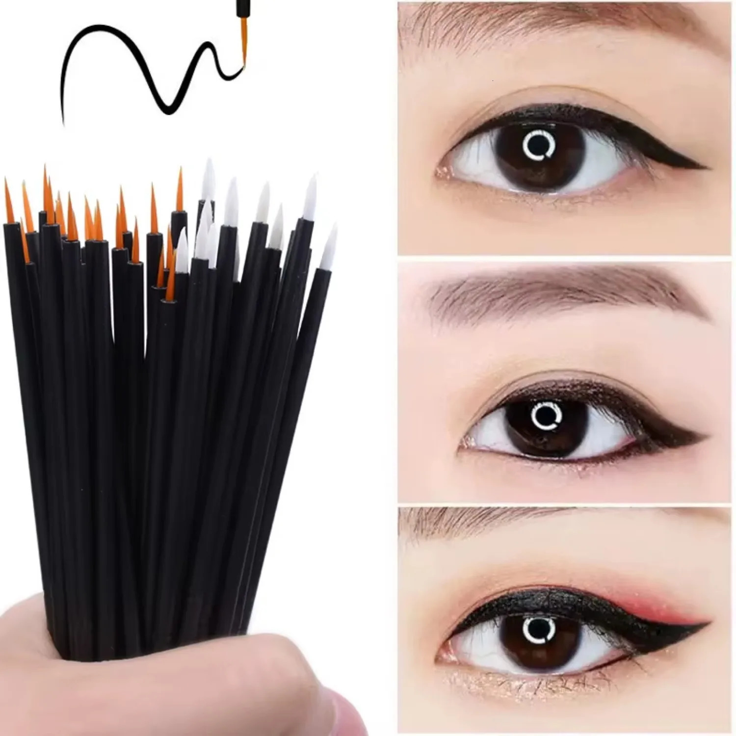 50pcs/lot Reusable Gel Liner Nail Art Brushes Painting Pen Disposable Eyeliner Beauty Eyeline Makup Tools 250716