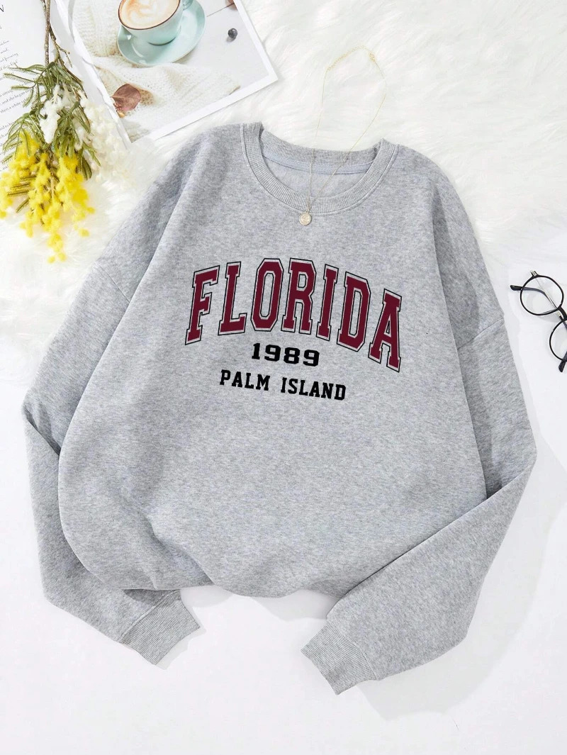 Casual Women Sweatshirts Chicago USA Letter Prints Pullover Fashion Crewneck Oversize Hoodie Fleece Warm Female Autumn Clothes 250707