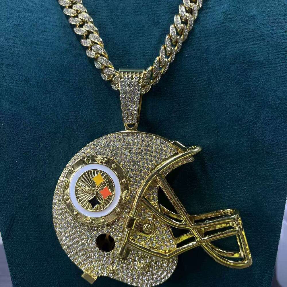 Full Dia Football Cap Pendant Personality Creative Design Trendy Accessories Cuban Necklace