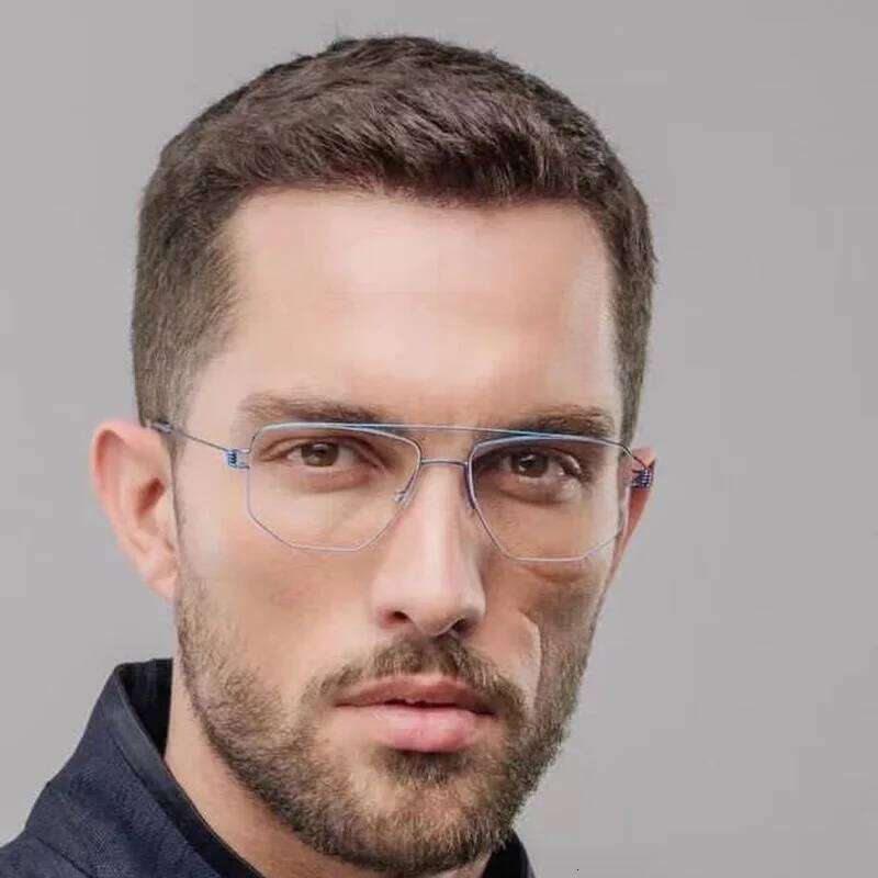 Air Titanium Glasses Frame Men Rim Square Polygon Eyewear Screwless Double Beam Handmade Eyeglasses Denmark Brand Design Edwin