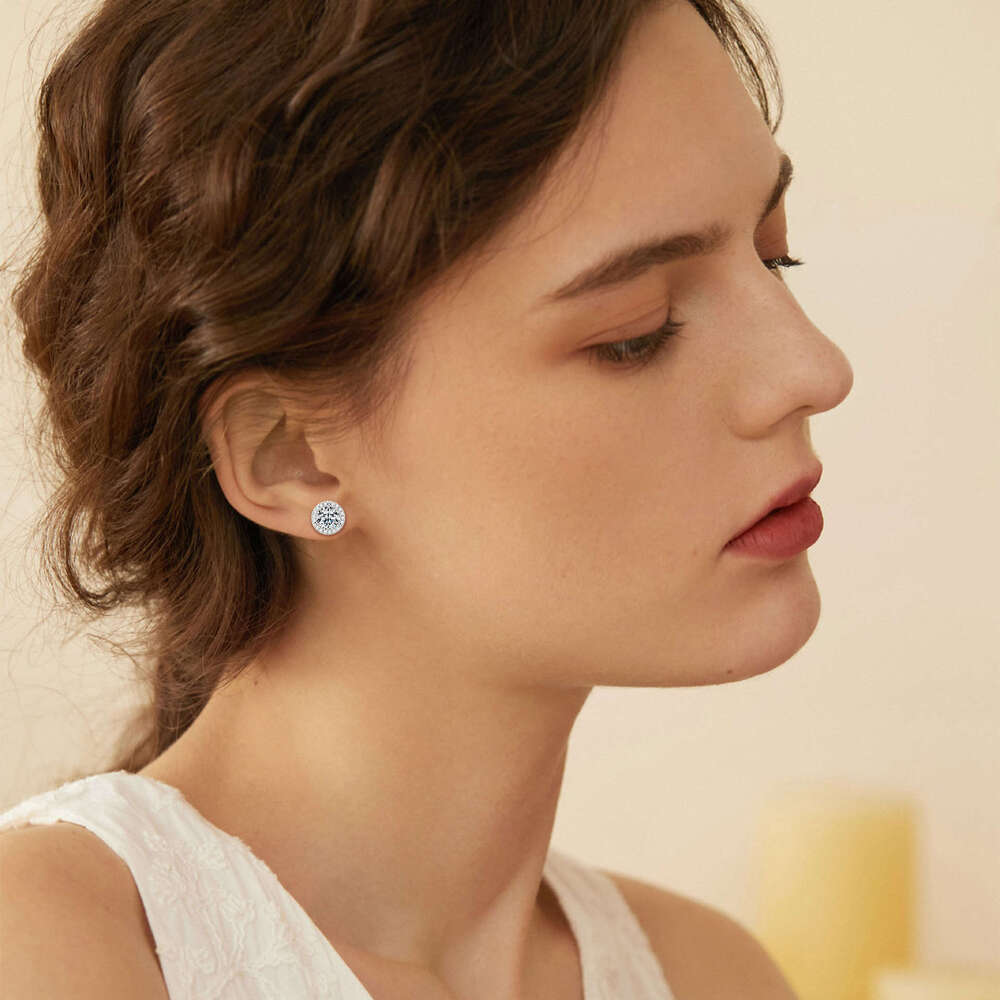 Moissanite Full Dia Round Bag Live Versatile S Pure Sier One Carat Earrings Ed3