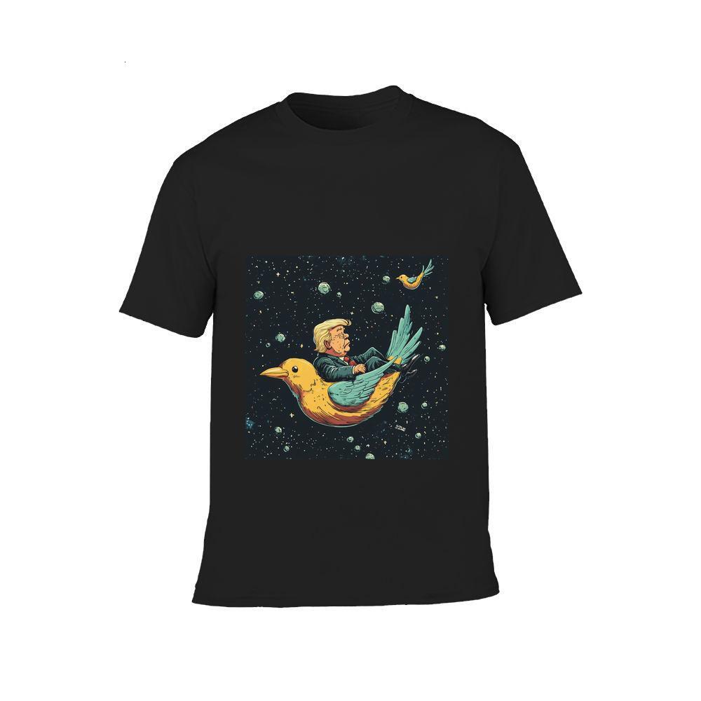 ddmywed Boy and girl Children's T-shirt t shirt with an image of a bird sitting on the moon