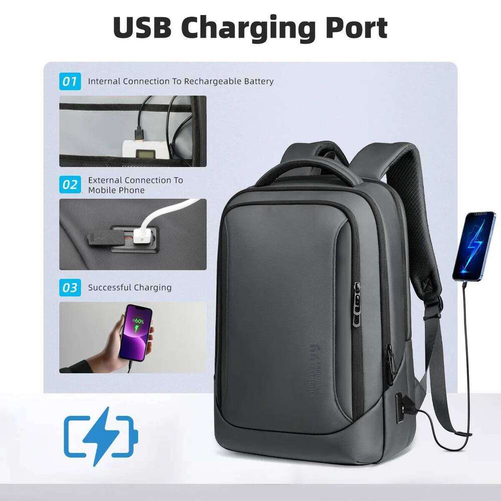 Business Travel Backpack Men Laptop with USB Charging Anti Theft Multi Functional Water Resistant School Work Bag