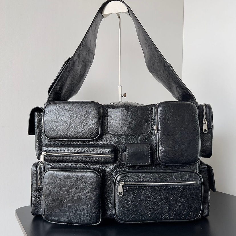 10A Superbusy Designer Men Shoulder Bag/Crossbody Bag High-Quality Motorcycle Bag Fashionable Trendy Black Handbag