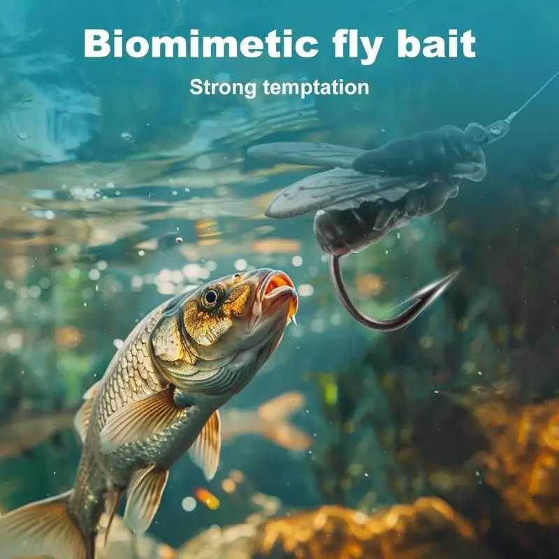 New 50-10PCS Mini Bionic Fly Fishing Bait Fly Hook Soft Bait Add Fish Attractant Fishing Gear For Salmon Trout 10/16/20mm 2025 Z250717