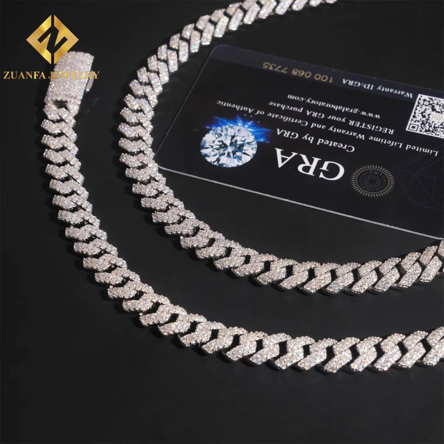 Pass Diamond Tester Fire Jewelry Fashion Hip Hop Style 10mm Cuban Link Chain Necklace 925 Sterling Silver Moissanite