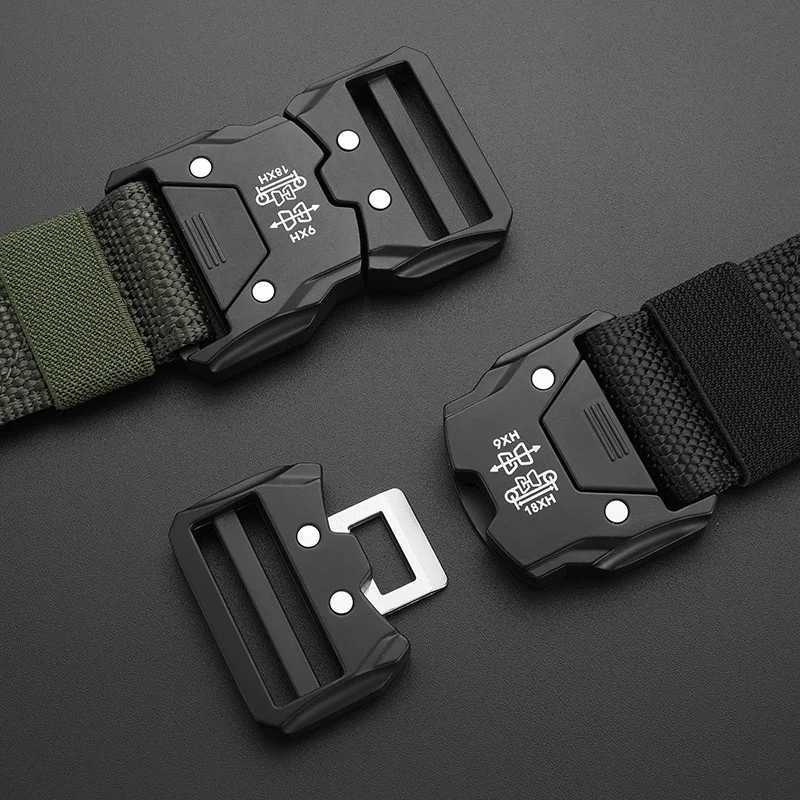 2PCS Tactical Waist Belt Durable Automatic Buckle Men Belt Army Outdoor Hunting Multifunctional Nylon Canvas Woven Trouser Belt W250717