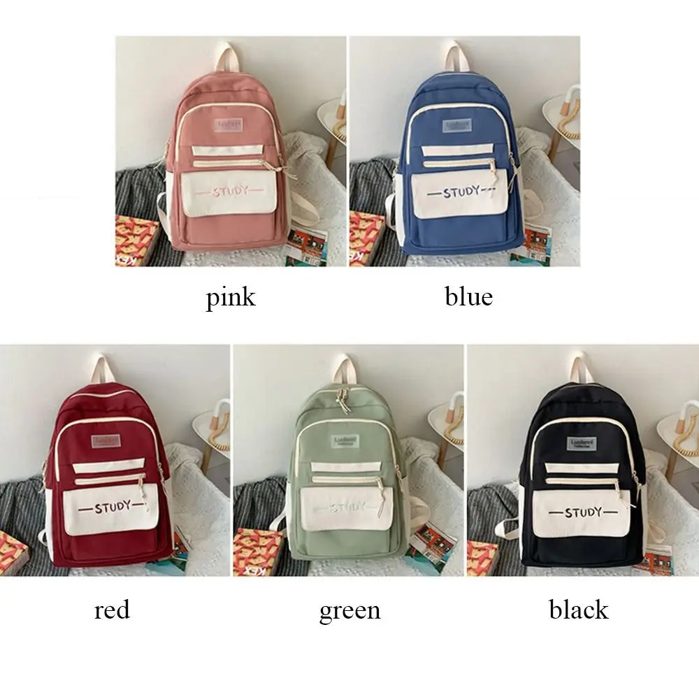 Fashion Nylon Large Capacity Backpack Waterproof Pure Colour Student School Bag Multi-function Rucksack Bags Women Men 250714