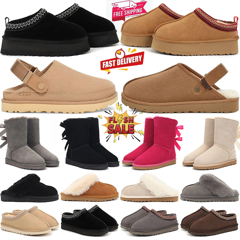 Free shipping uggsultramini designer tasman slippers uggstasmans chestnut women sandal slides shoes pink wool winter warm bowtie snow boots sandals cheaper