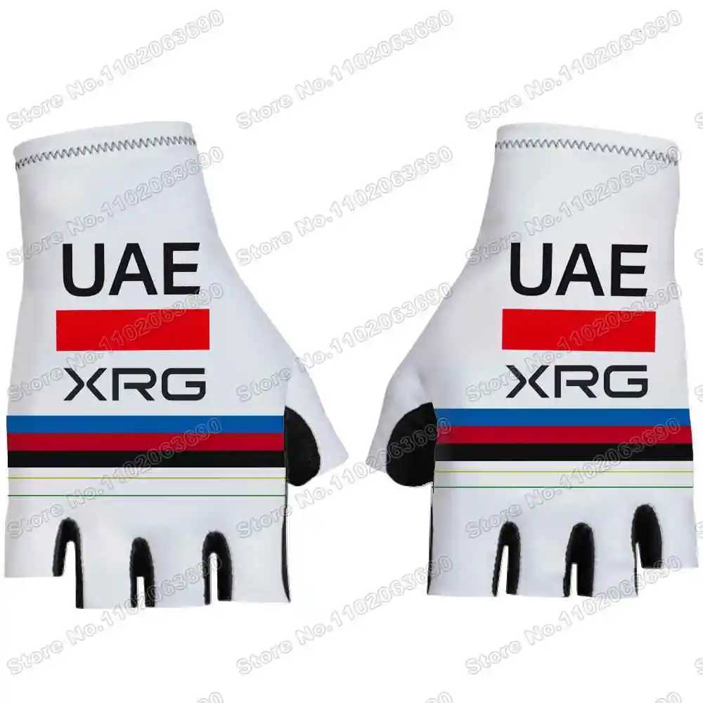 2025 UAE Team Cycling Gloves Tadej Pogaar Mountain Bike Half Finger Glove Cycling Jersey Road Bicycle Non-slip Sports Gloves S250716