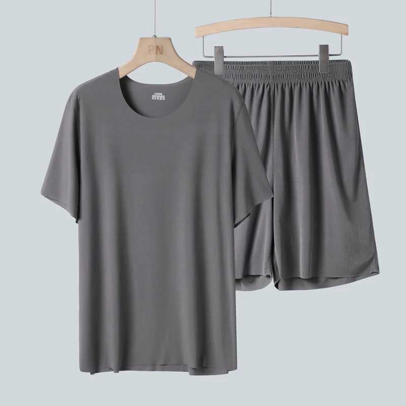 Couple Ice Silk Set Men Pajamas Short Solid Women Nightshirts Long Pants Sleepwear W250717