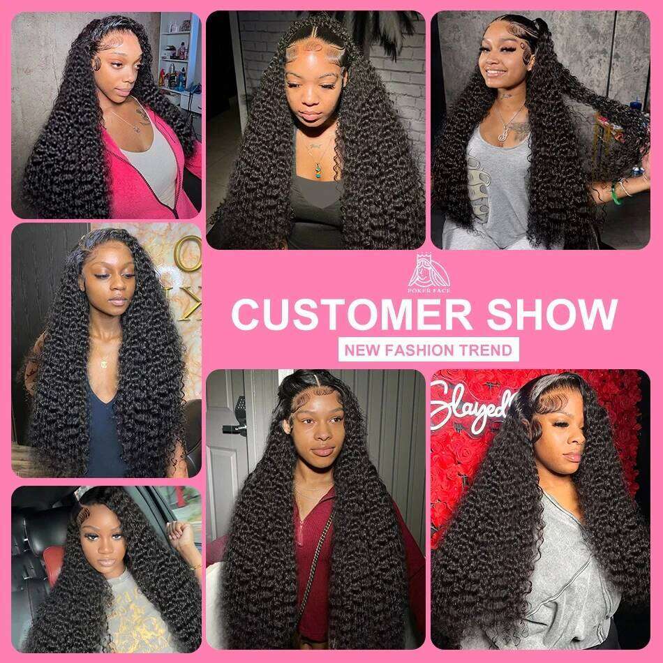 Wigirl HD 30 40 Inches 200% Curly Deep Wave 13X6 Front Human Hair Wigs 13X4 Synthetic Lace Frontal Transparent Brazilian Remy Wig