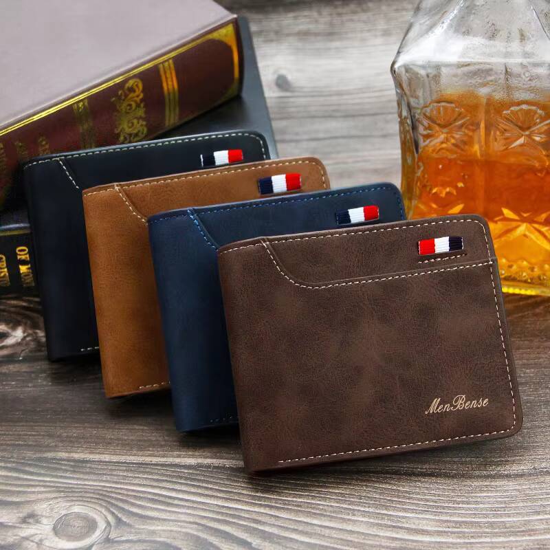 New Men Short Wallets Retro Simple Card Male Purse High Quality PU Leather Photo Holder Fashion Casual Mens Wallet ddmynov