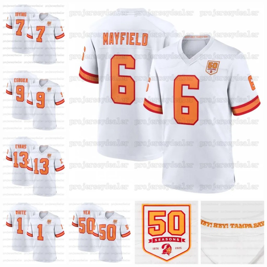 Baker 6 Mayfield Tom 12 Brady 2025 Football Jersey Buccaneer Mike Evans Bucky Irvin Chris Godwin Jr. Emeka Egbuka Vita Vea