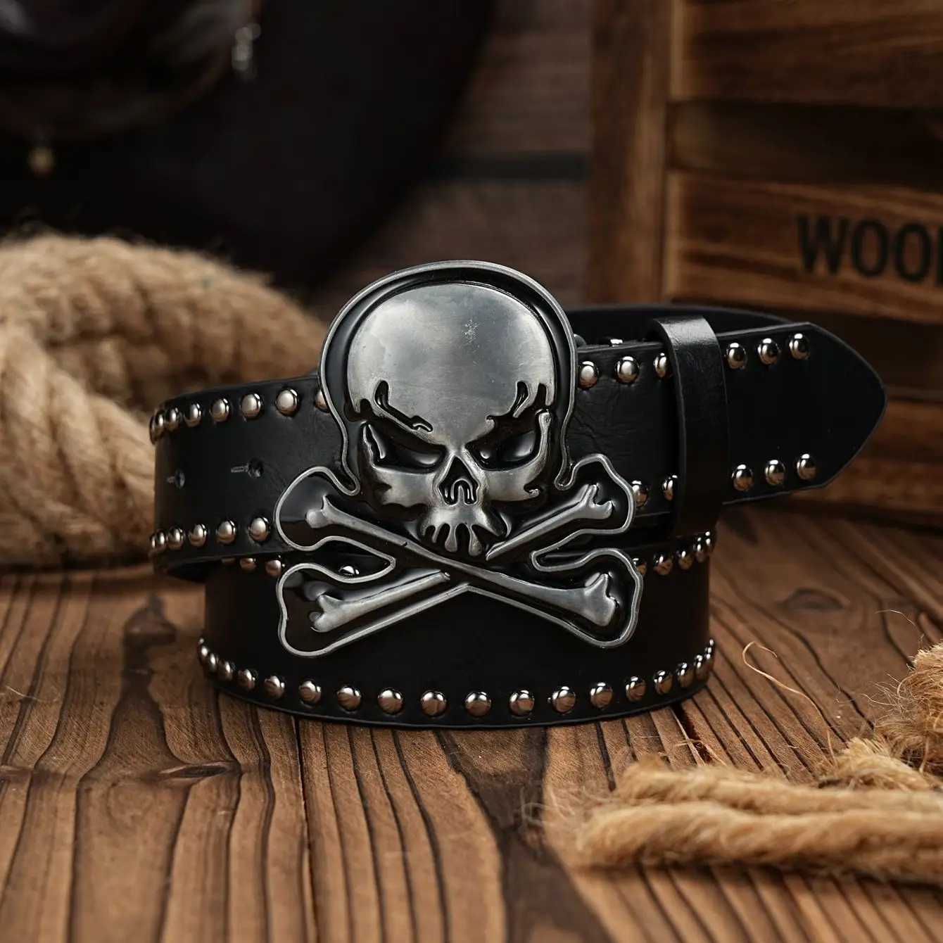 Skull Alloy PU Leather Belt for Men W250717