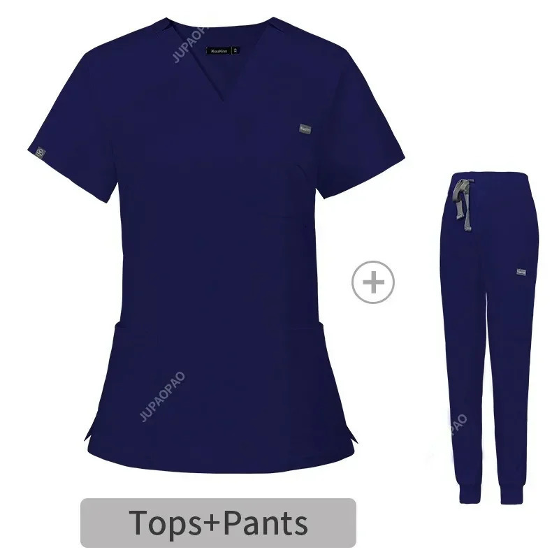 Multicolor Scrubs Uniform Short Sleeve TopsPants Nursing Uniform Women Pet Shop Doctor Scrub Surgery Workwear Scrub Set 250715