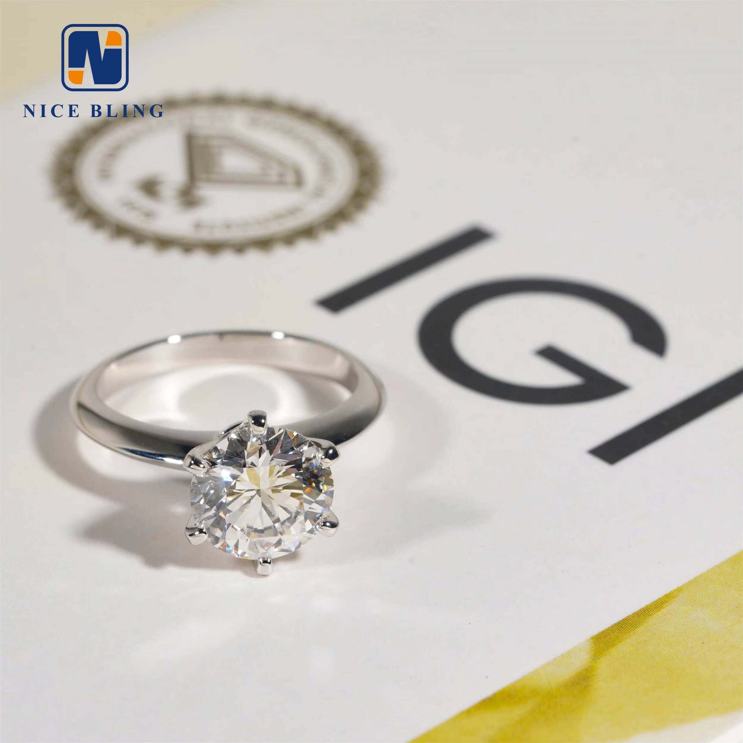 14K White Gold Diamond Women Rings Classic 6 Prongs Setting VVS2 G Color 1.5ct Lab Grown Diamond Engagement Rings Fine Jewelry