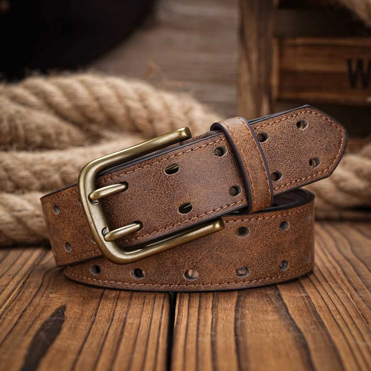 Mens and Womens Casual Retro Belt Western Style! PU leather belt with metal buckle suitable for daily work wear. W250717