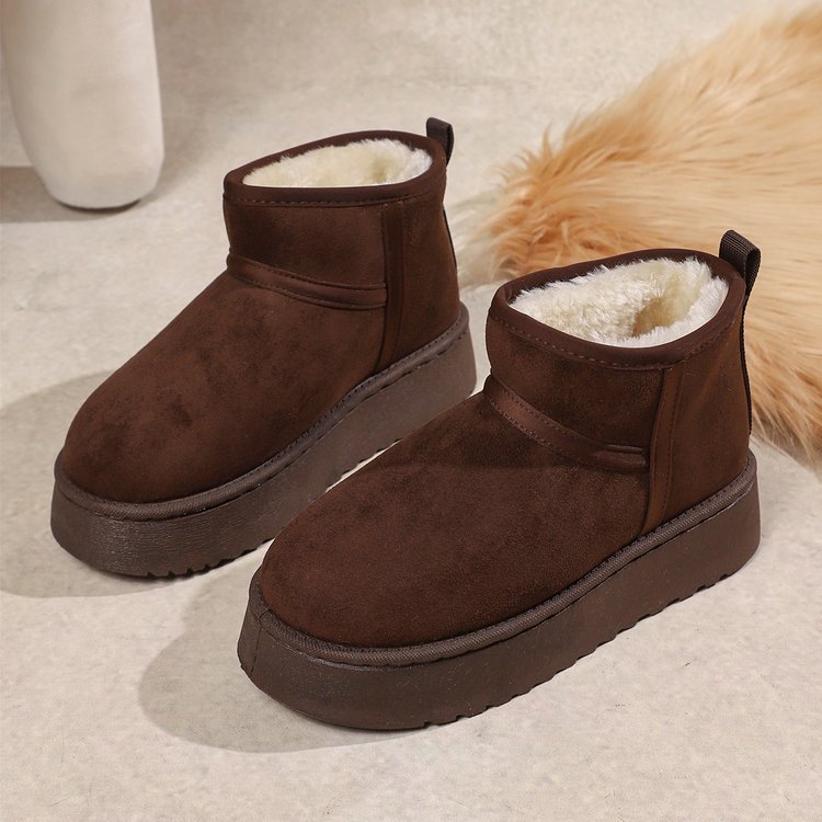 Free delivery designer fashionable plus size European and American winter new style big toe snow boots with thick sole and plush thickening black