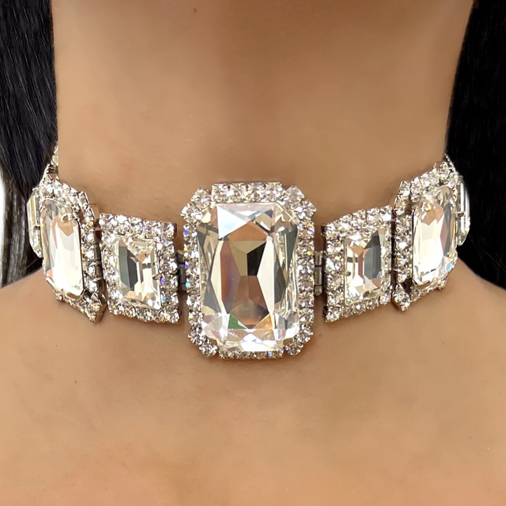 Stonefans Geometric Crystal Choker Necklace High Quality Sparkle Collar Accessories Statement Jewelry Y2k for Women Gift 250716