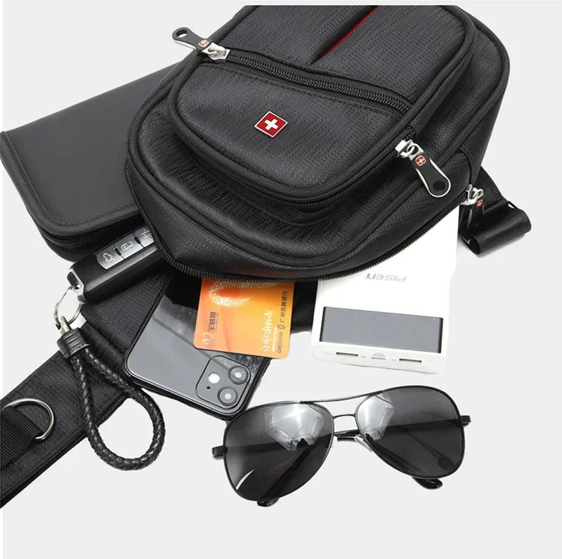 SWISS Men Chest Bags Outdoor Leisure Waterproof Shoulder Crossbody Bag Large Space Chest Bag men Practical Durable Sling Bag 250716