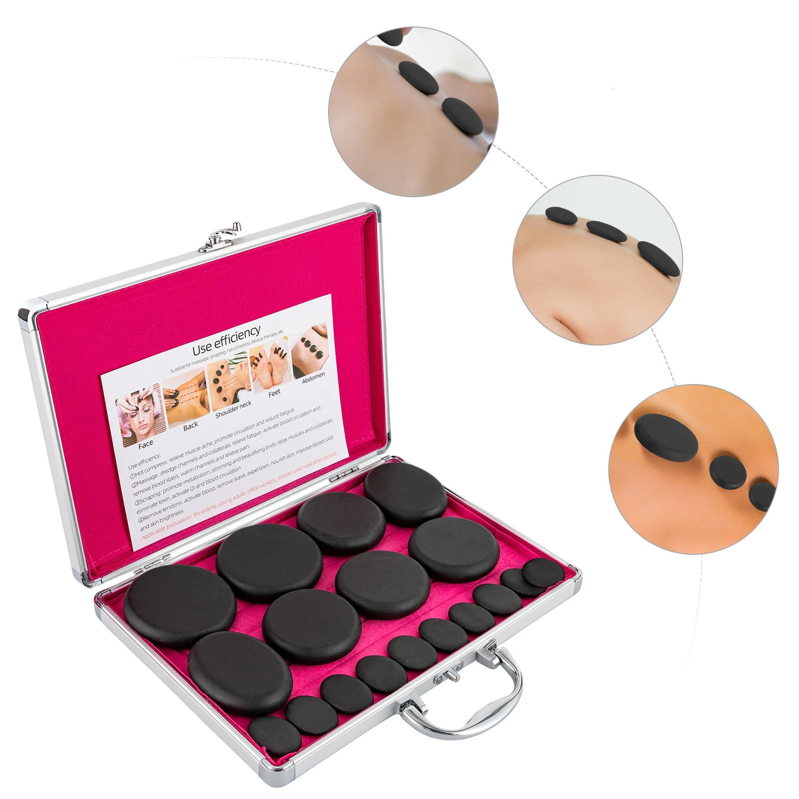 Stones Massage Set with Heater Box 16 Essential Massage Stones Portable for Salon and Home Spa Use Relaxing Healing Relief 250716
