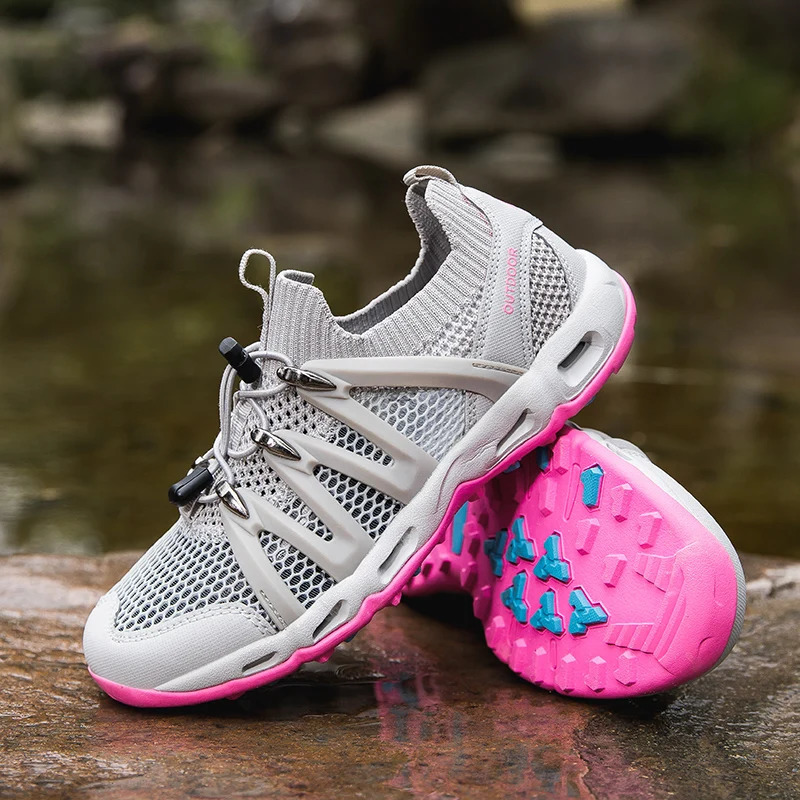 HKDQ Mesh Outdoor Sneakers Men Big Size Summer Breathable Hiking Shoes Couple Non Slip Wading Women Sports Shoes 250624