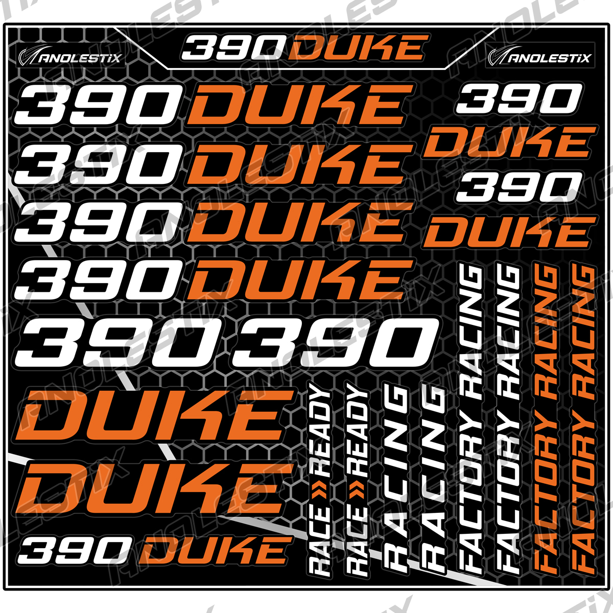 AnoleStix Vinyl Motocross Motorcycle Stickers Logo Set Emblem Tank Helmet Decals For KTM Duke 390