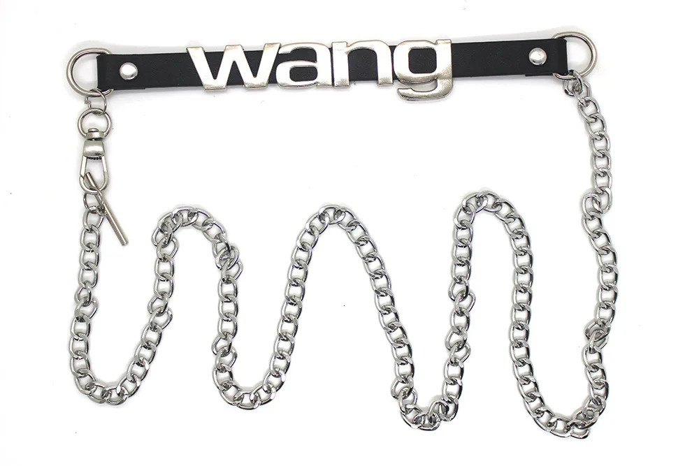 Pu Leather Vintage Fashion Wang Letter Metal Letter Chain Thin Waistband Y2k Belt Punk Chic Belts Jeans Pants Decor 250716