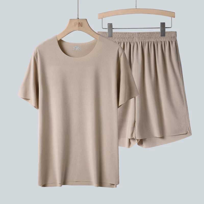 Couple Ice Silk Set Men Pajamas Short Solid Women Nightshirts Long Pants Sleepwear W250717