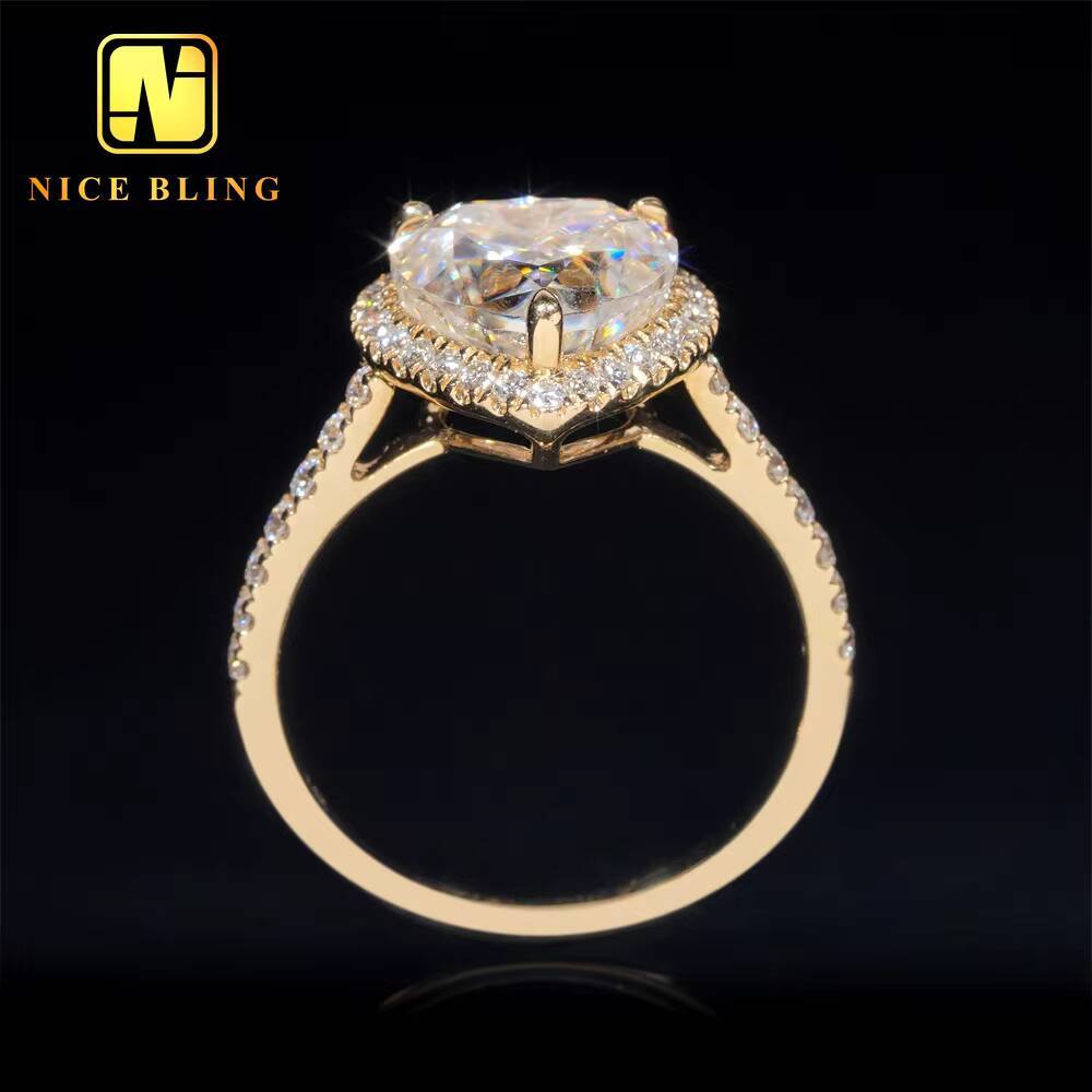 Custom Pass Diamond Tester Wedding Ring Moissanite 14K Gold Heart Cut Ring Moissanite Engagement Ring for Women Men