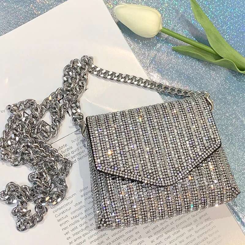 JIOMAY Mini Designe for Women Purses and Handbags Bling Rhinestone Clutch Shoulder Bags Girls Chain Crossbody Bag Wholesale