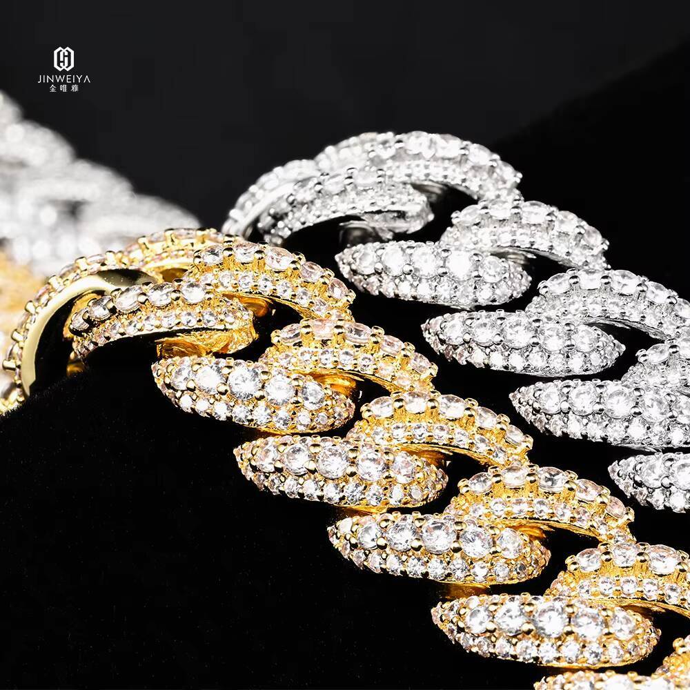 JWY Fully Iced Out 14mm Cuban Chain VVS Moissanite Hip Hop Jewelry for Rappers New Style Necklace