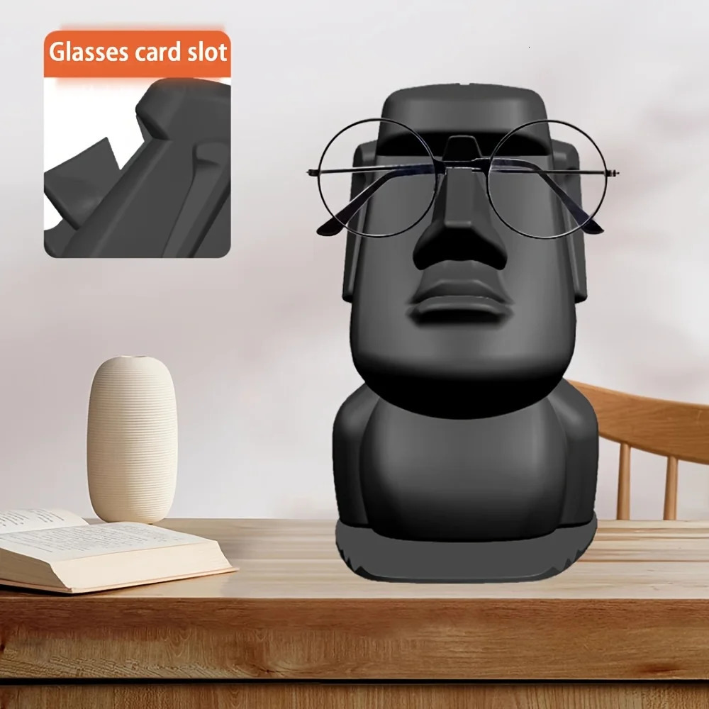 Creative Resin Moai Statue Figurines Ornament Glasses Stand Holder Easter Island Sunglasses Display Gift for Home Decoration 250716