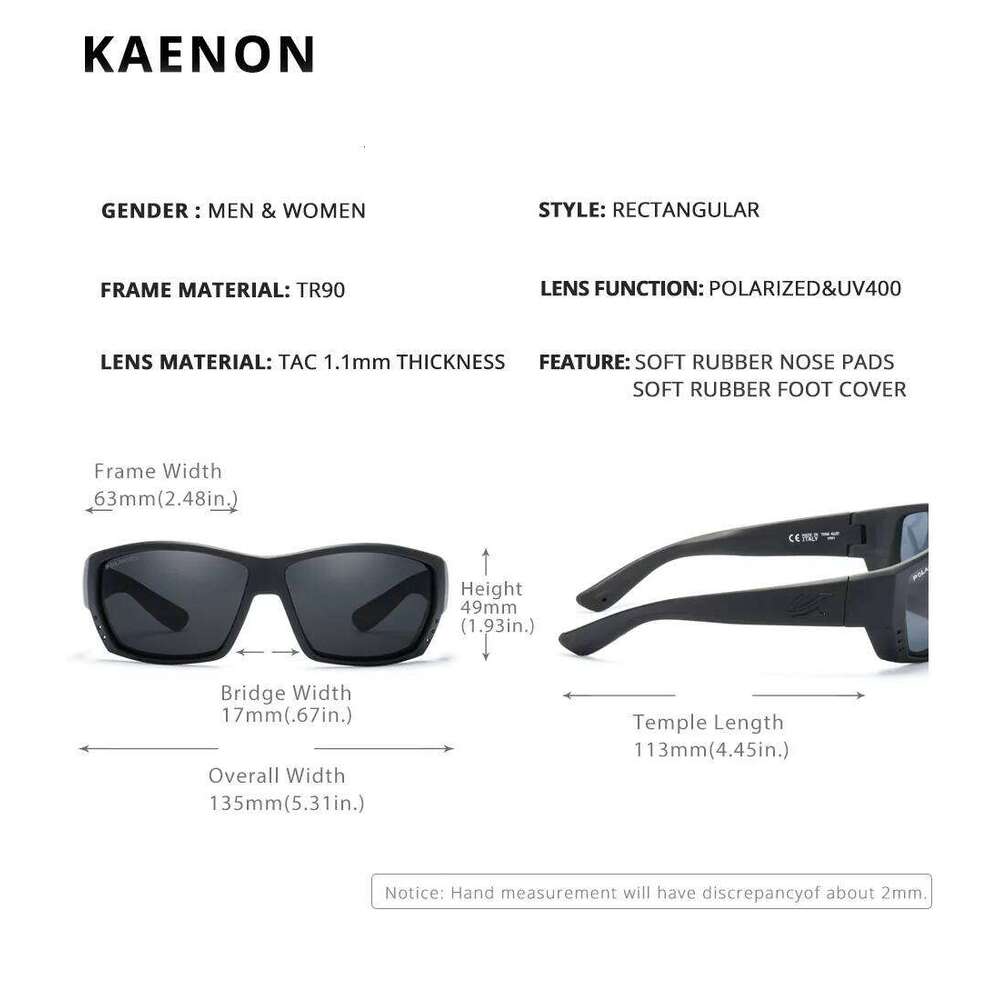 KAENON Original Brand Polarized Sunglasses TR90 Frame Comfortable Anti Slip Silicone Driving Goggles Fishing Glasses
