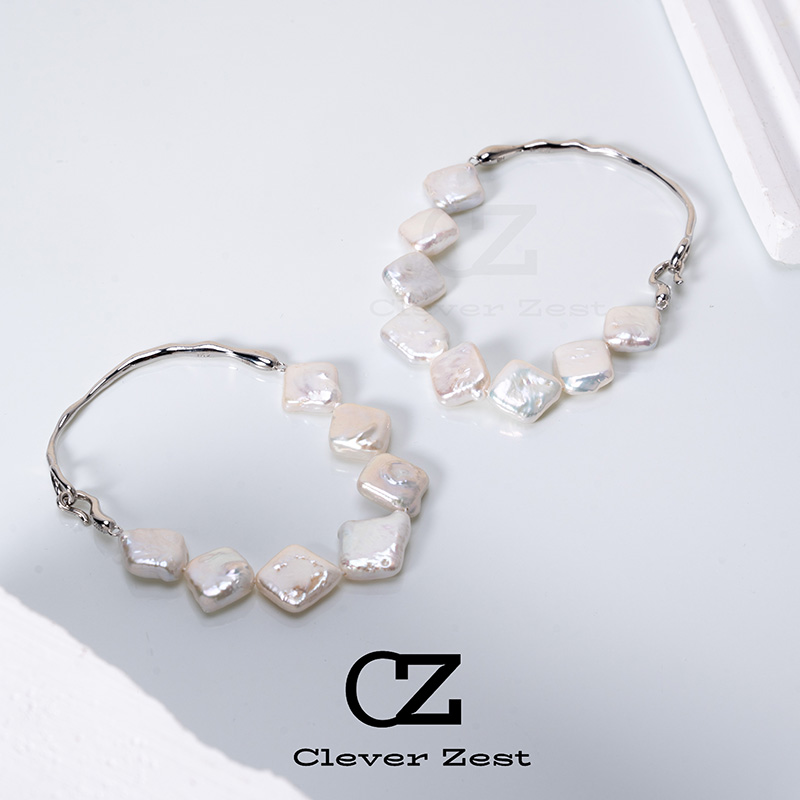 Faux pearl bracelet irregular pearl baroque shaped natural pearl S925 silver bracelet with unique design