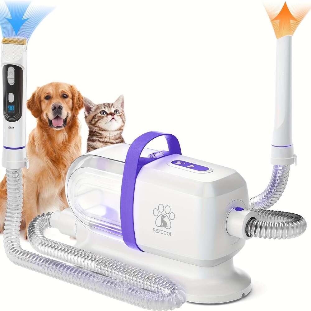 8-in-1 Removal And Grooming, 74.39 Oz Cup Cleaner Drying Function, Low Noise Vacuum Cleaner, Upgraded Powerful Dog Grooming Kit With 6 Tools, Suitable