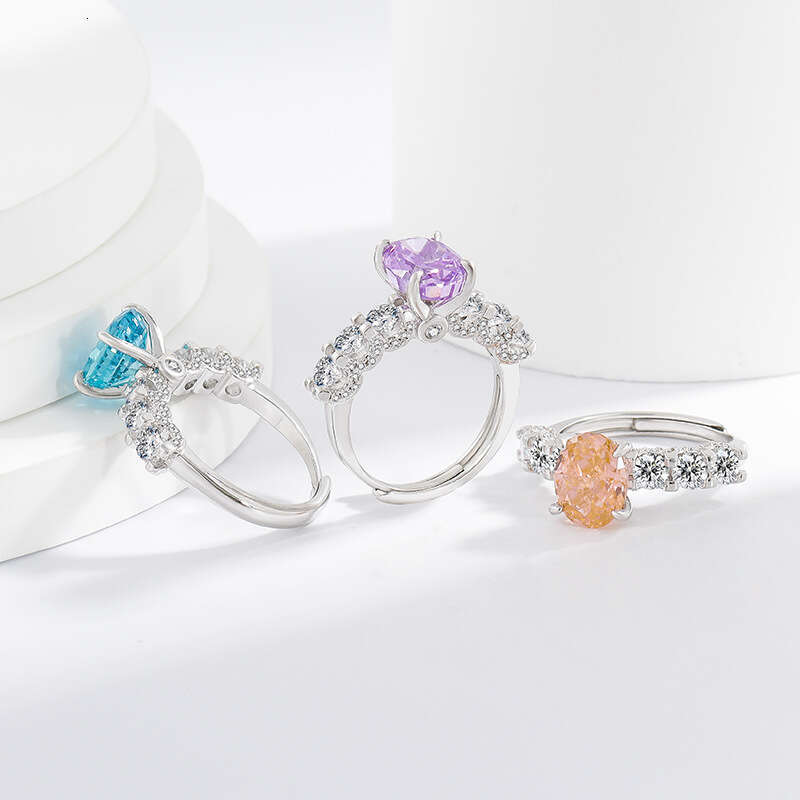 Full Ice Flower Cut Queen Fashionable Luxurious Sparkling High Carbon Diamond Para Lachina Adjustable Open Ring 878